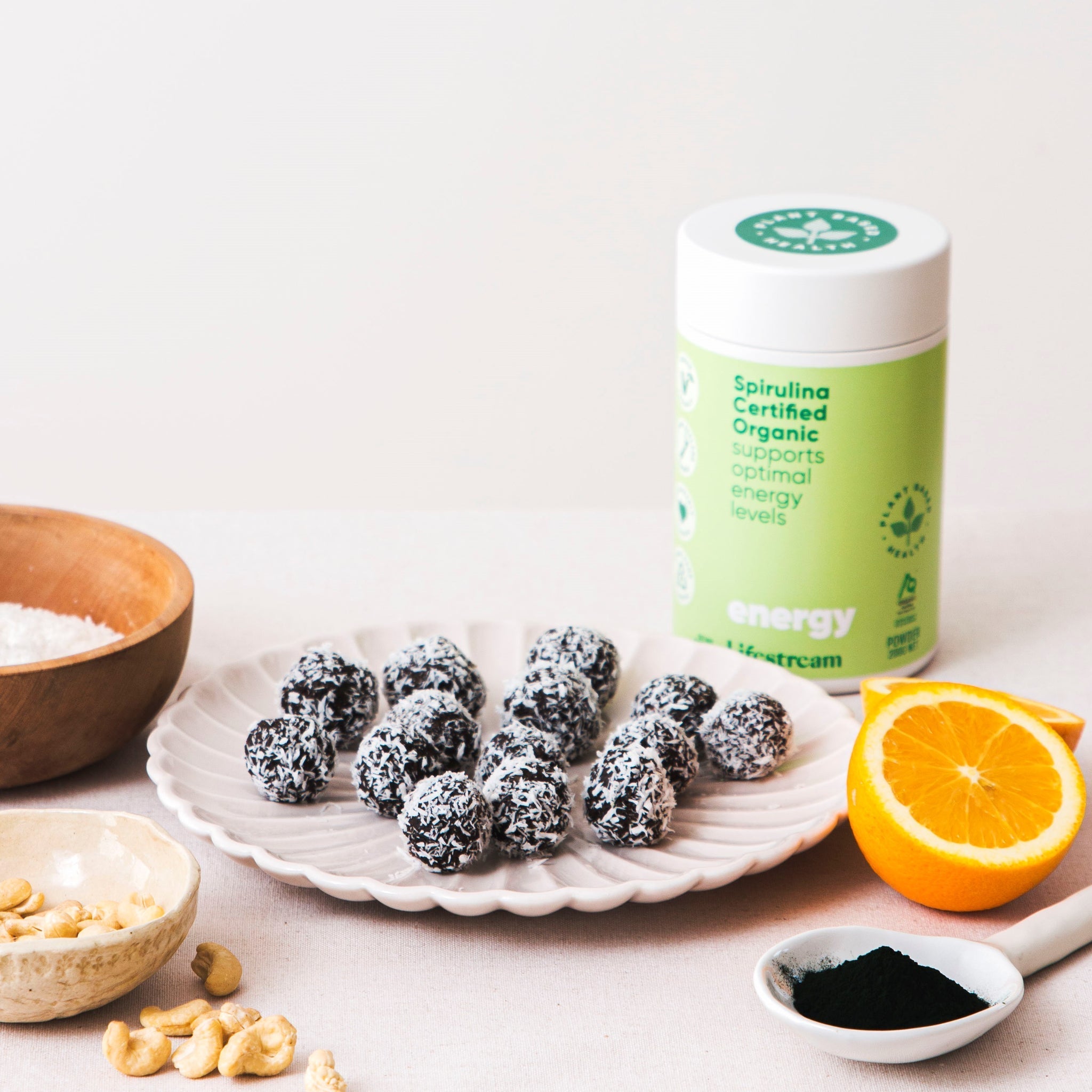 Dark Chocolate Spirulina Energy Balls