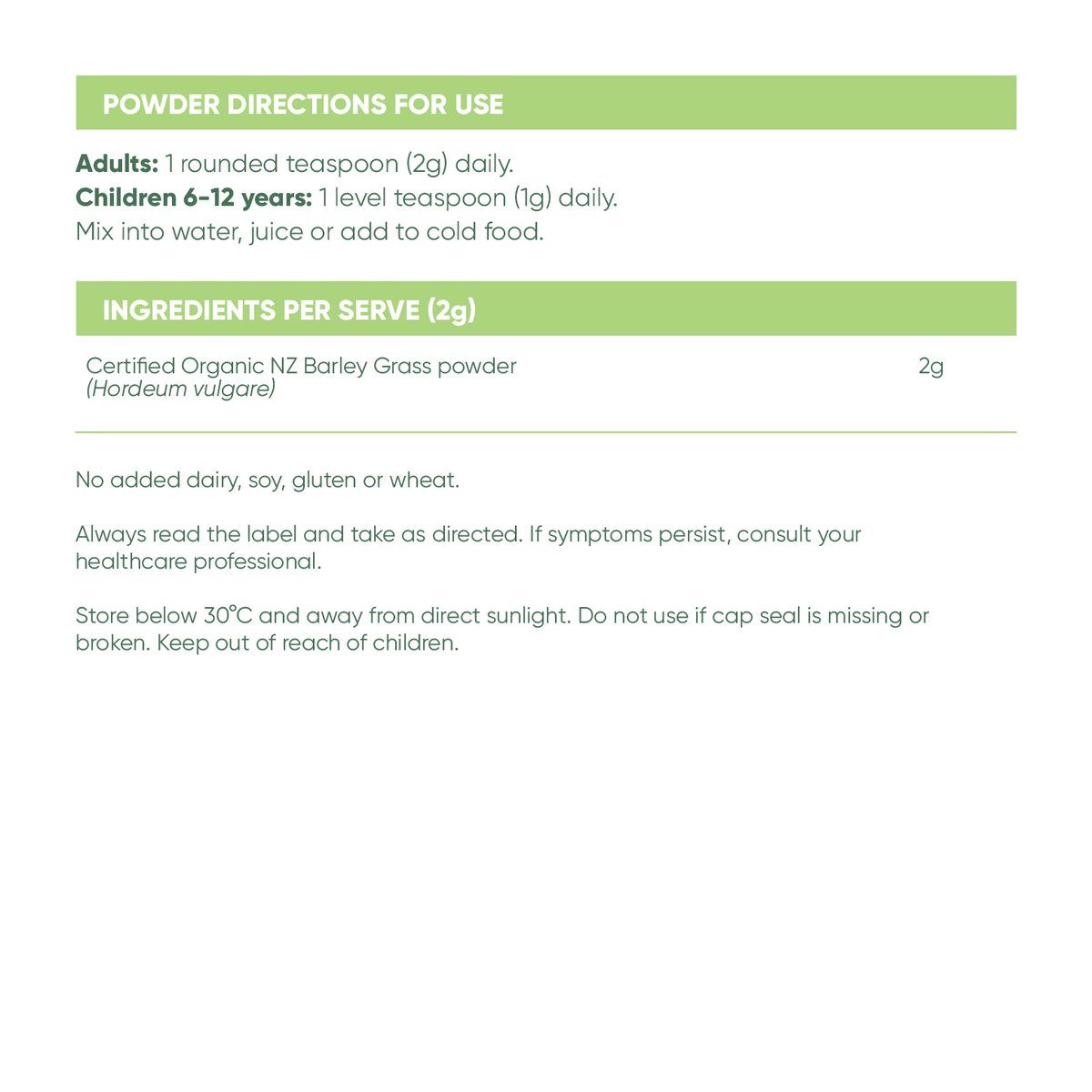 Barley Grass Certified Organic